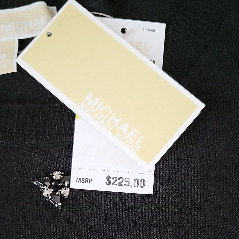Michael Kors Black Sweater with Floral Embellishments - Picture 3 of 5